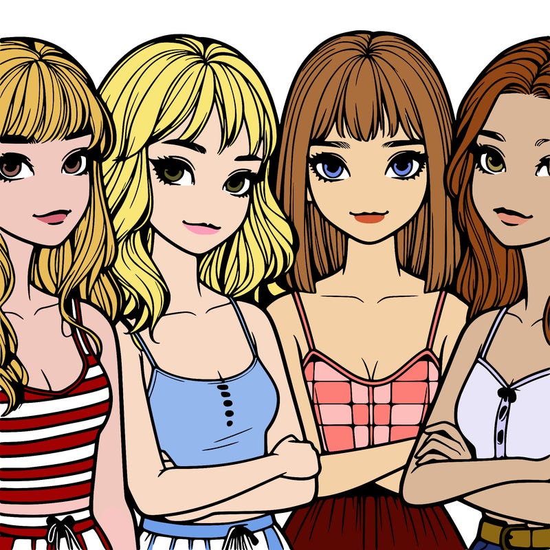 four realistic girls
