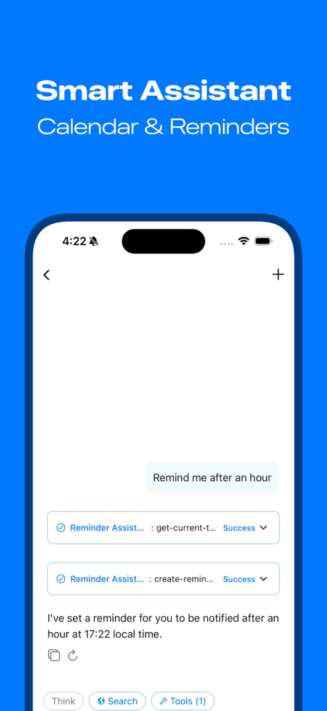 Morphix AI smart assistant chat interface setting a reminder.
