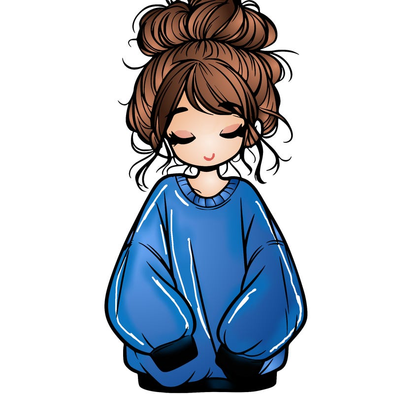 girl with baggy sweatshirt and messy bun
