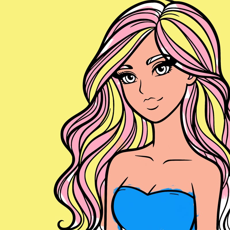 a woman with long hair