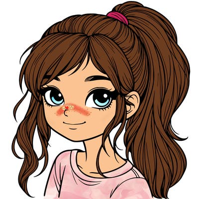 realistic girl with ponytail