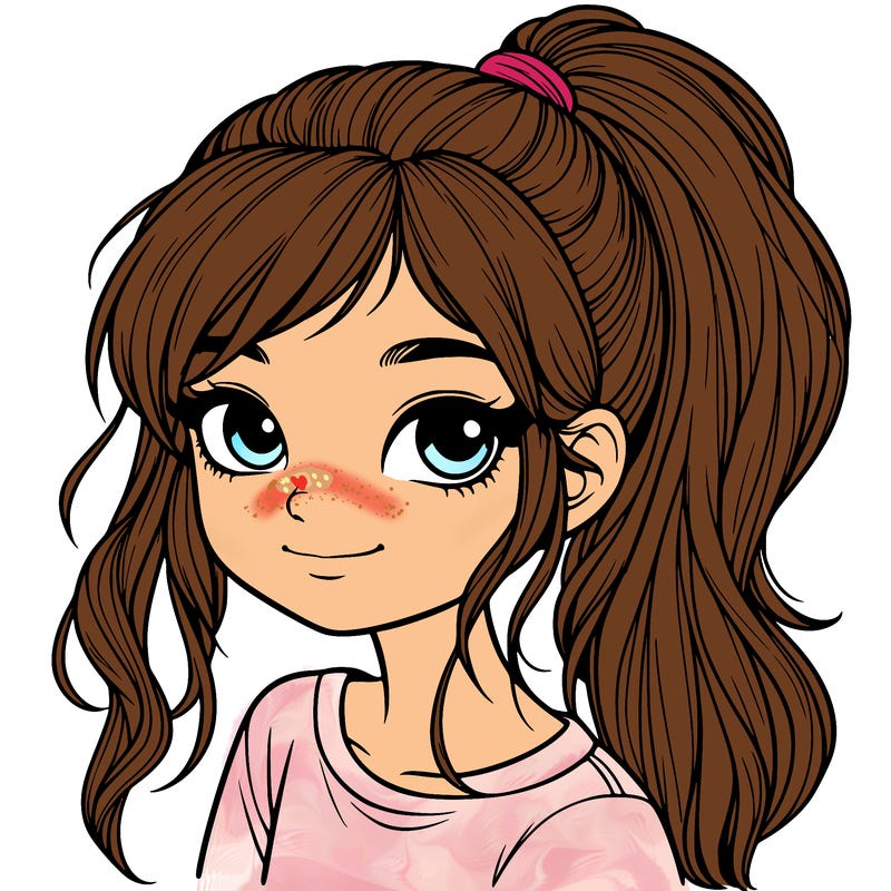 realistic girl with ponytail