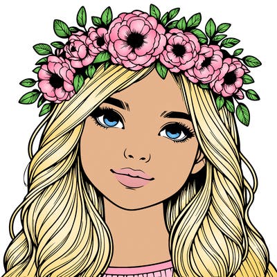 realistic girl with flower crown