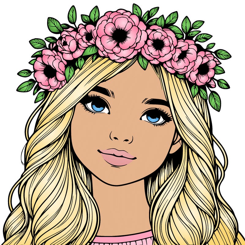 realistic girl with flower crown