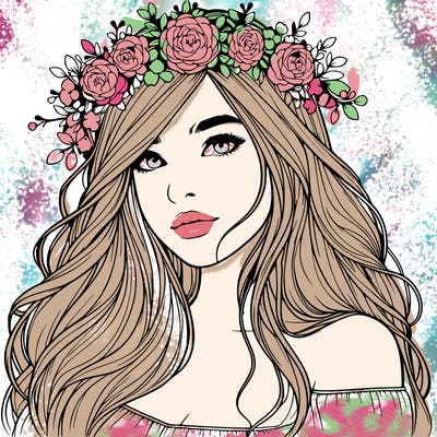realistic girl with flower crown