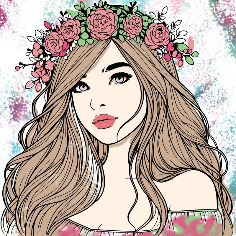 realistic girl with flower crown
