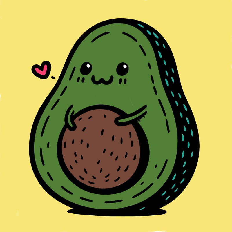 an avocado hugging an avocado