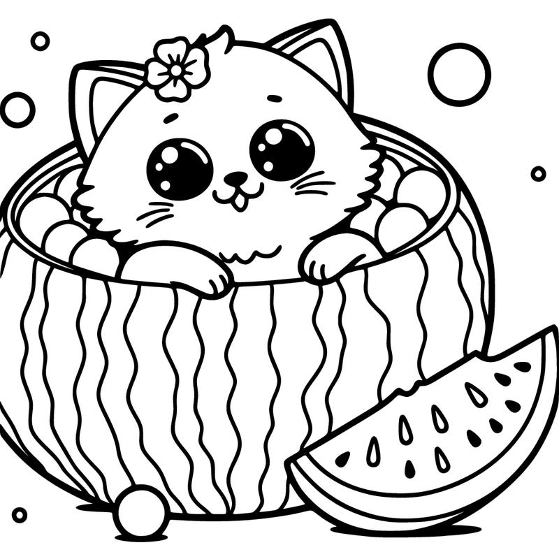 cat in a watermelon