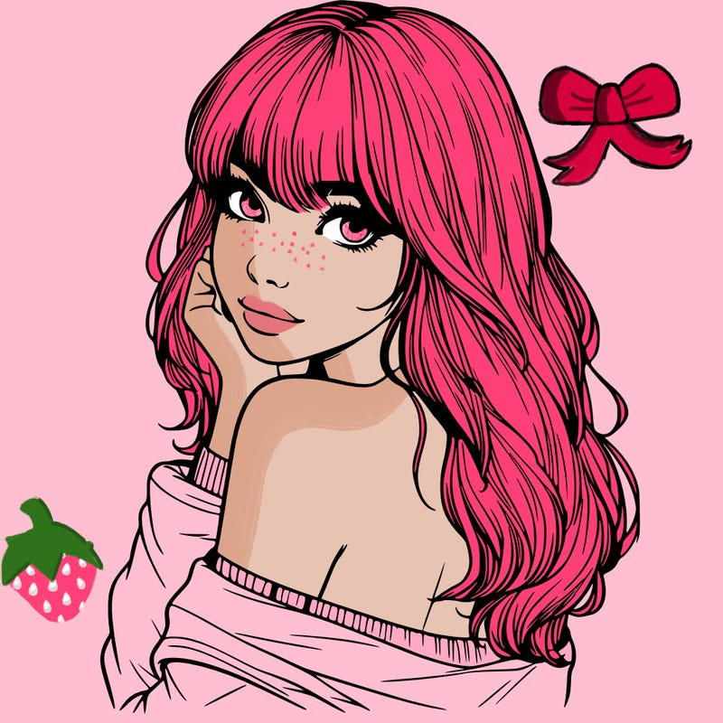 realistic girl with bangs looking over her shoulder