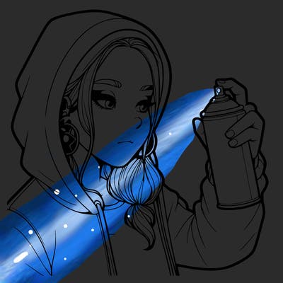 a realistic girl, spray painting