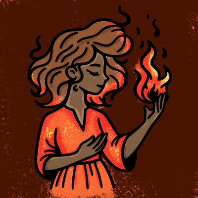 woman with fire
