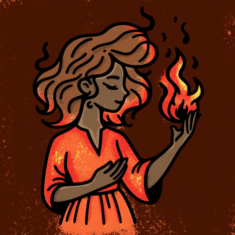 woman with fire