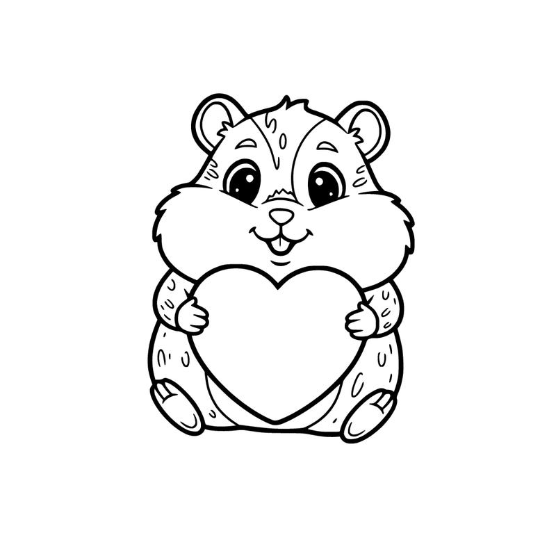 animated hamster holding a heart with a blank backgroundround