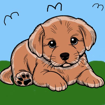 a cute realistic puppy