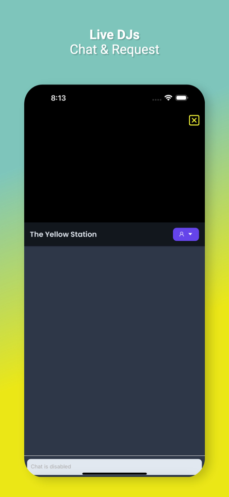 The Yellow Station - The Yellow Station app live DJ video and chat interface