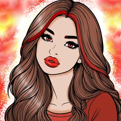 realistic girl with hair on her hair and lips