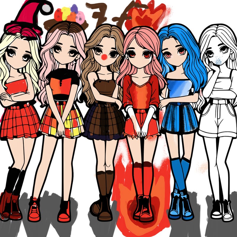 a group of girls realistic