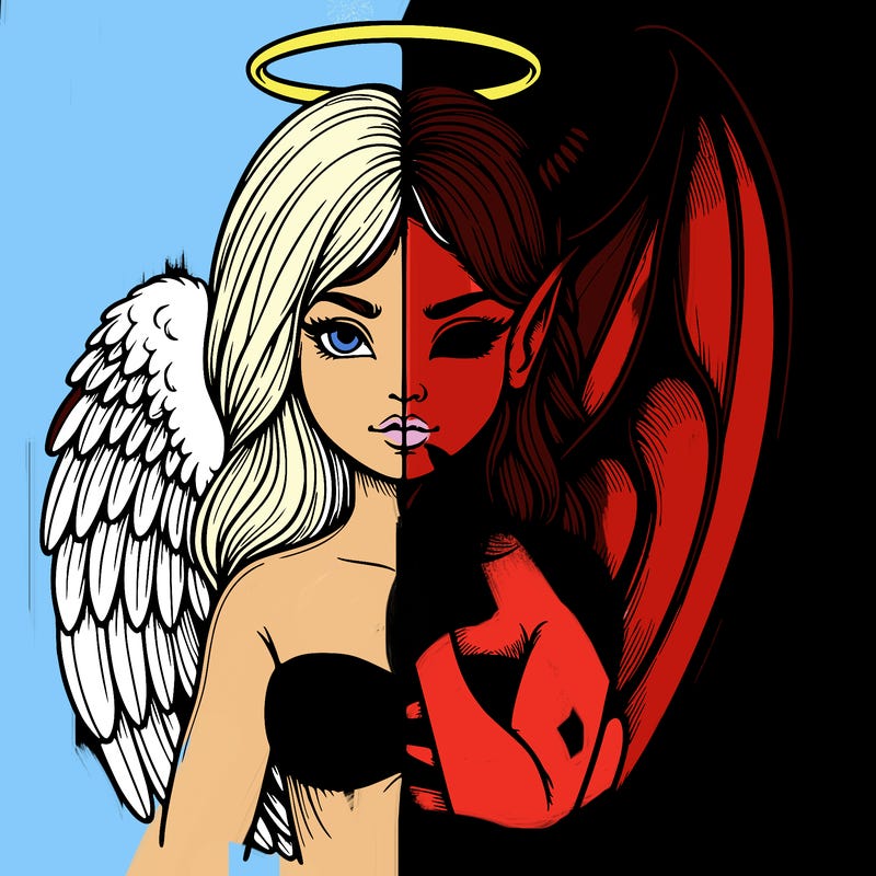 realistic angel half demon