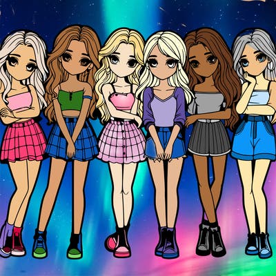 a group of girls realistic