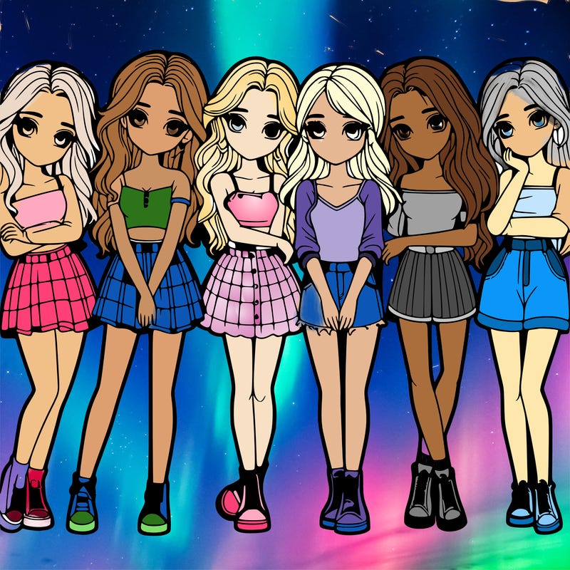 a group of girls realistic