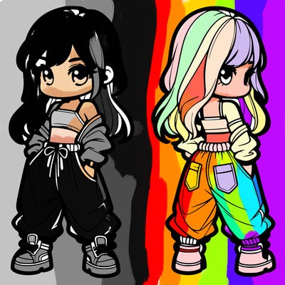 girl in crop top and baggy pants