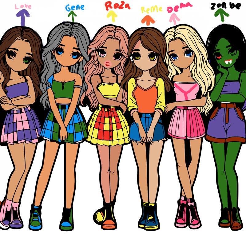 a group of girls realistic