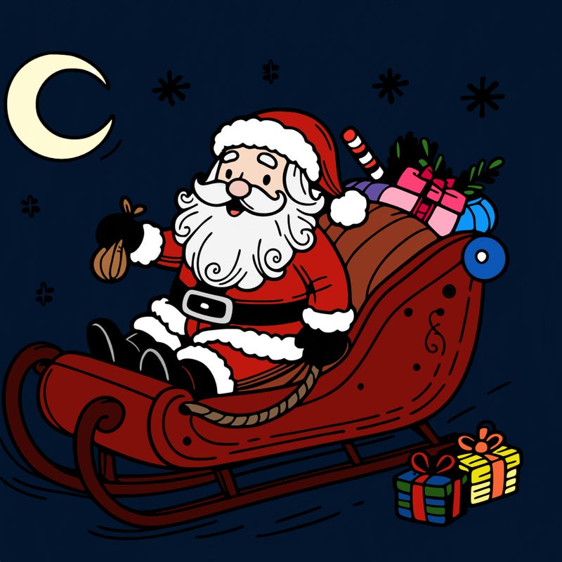 santa on his sleigh
