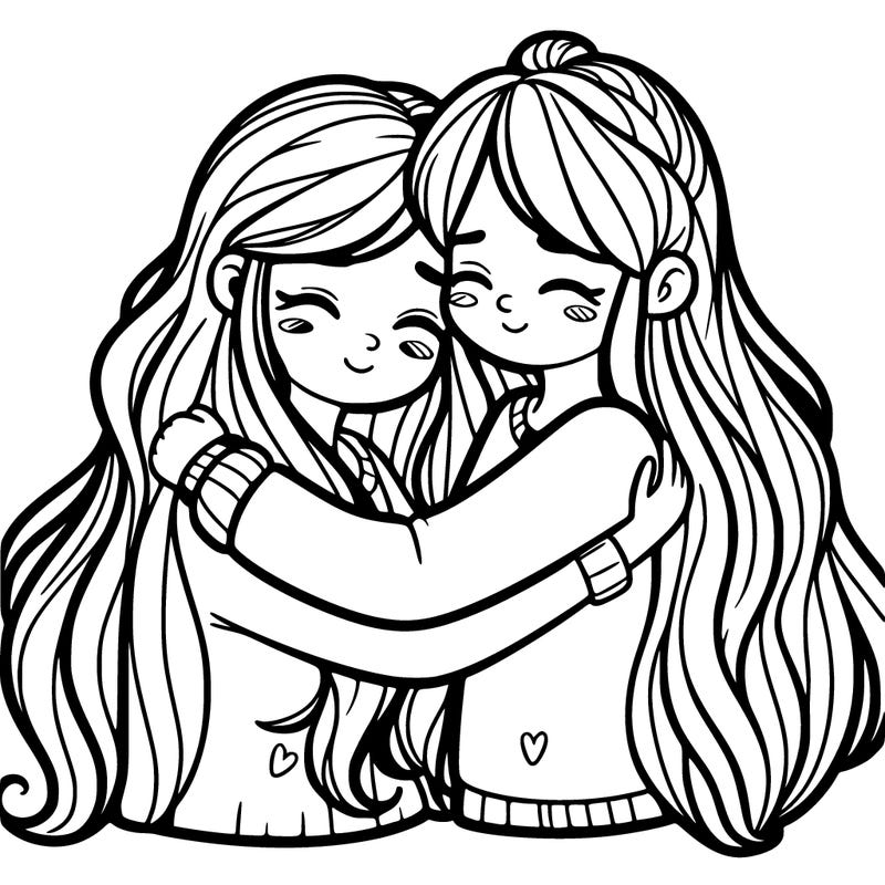 two girls hugging