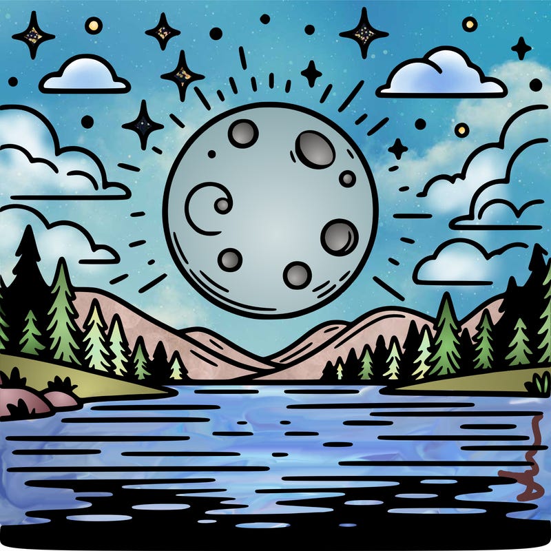 moonlight shining on a lake