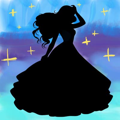 realistic woman with dress flowing in the wind