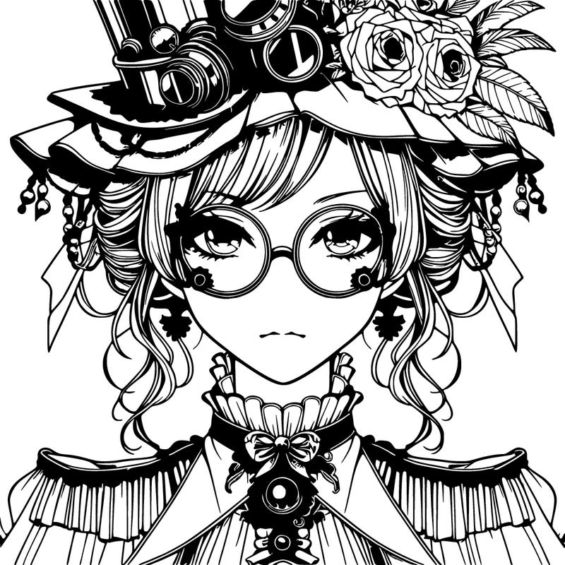 a realistic fancy steampunk manga queen