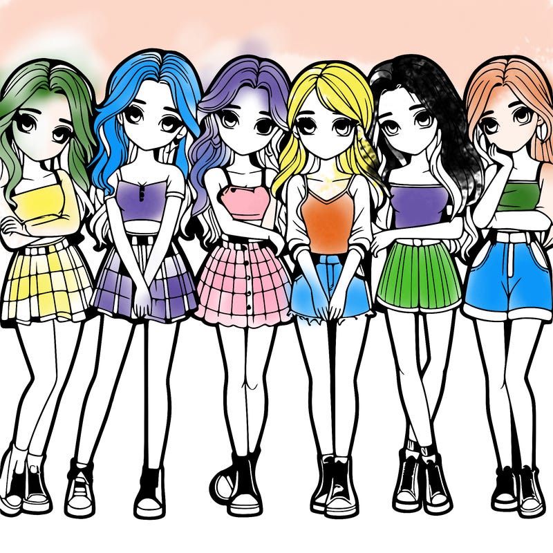 a group of girls realistic