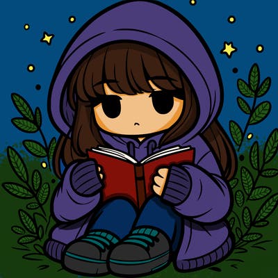girl in oversized hoodie reading a book