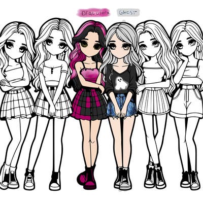 a group of girls realistic