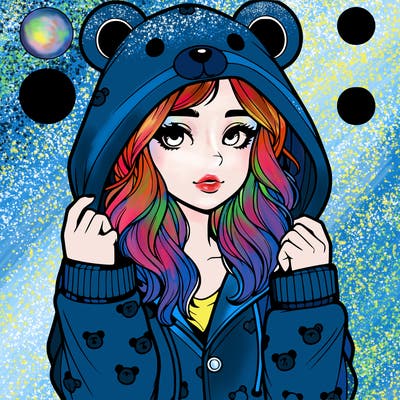 realistic girl in a animal pjs hoodie