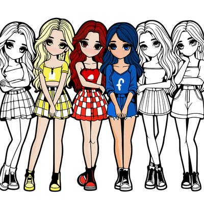 a group of girls realistic