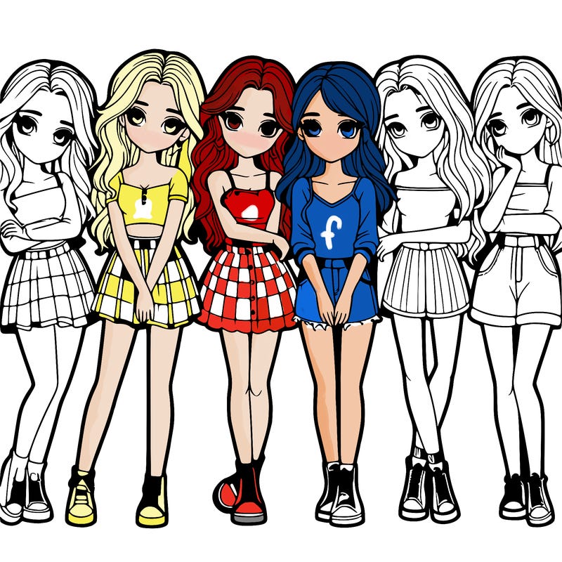 a group of girls realistic