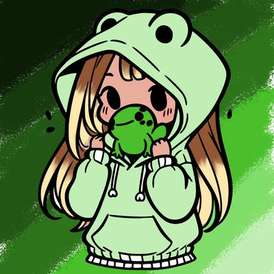 a girl holding a froggy hoodie