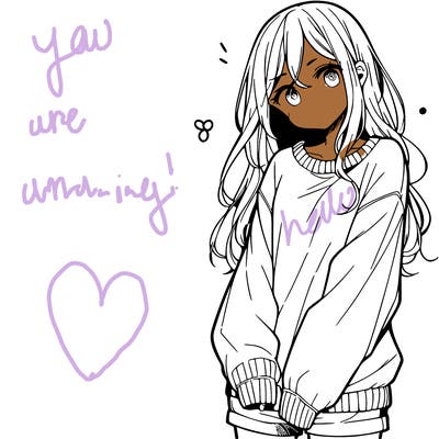 manga teen girl  in a sweater and baggy pants