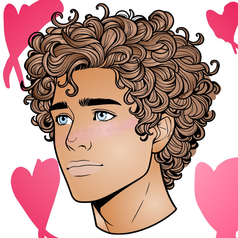 realistic guy with curly hair