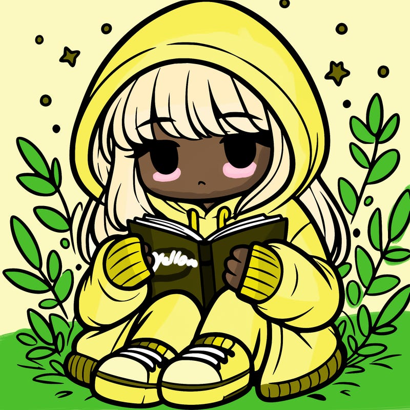 girl in oversized hoodie reading a book