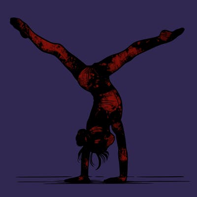 realistic gymnastic hand stand girl in four splits