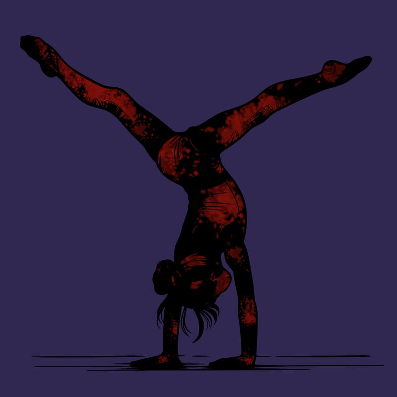 realistic gymnastic hand stand girl in four splits