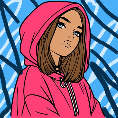 a realistic girl in a hoodie