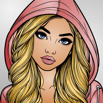 realistic beautiful girl with a hood on