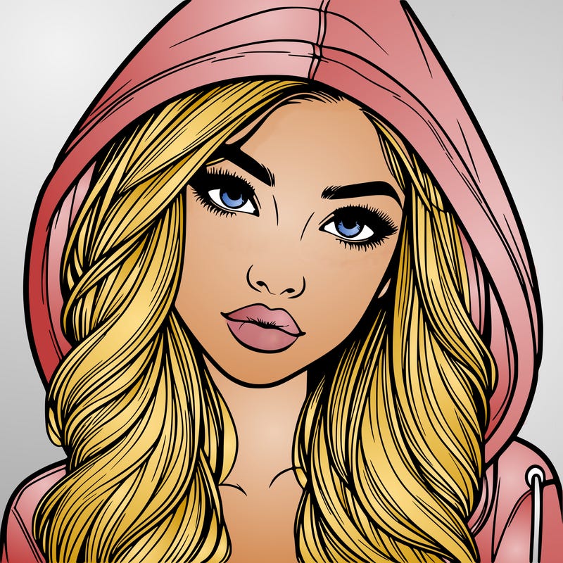 realistic beautiful girl with a hood on