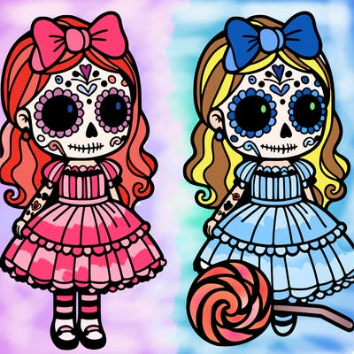 sugar skull girl in candy dress