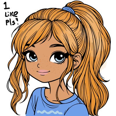 realistic girl with ponytail