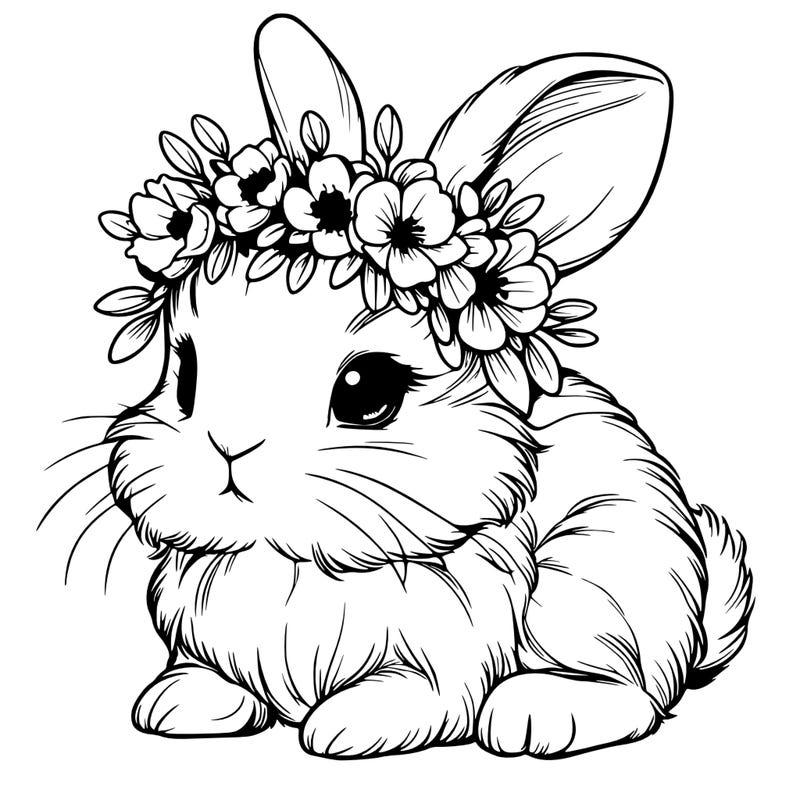 realistic baby bunny with flower crown