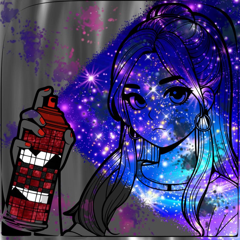 a realistic girl spray, painting